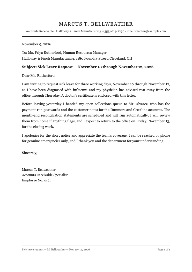 Classic professional sick leave